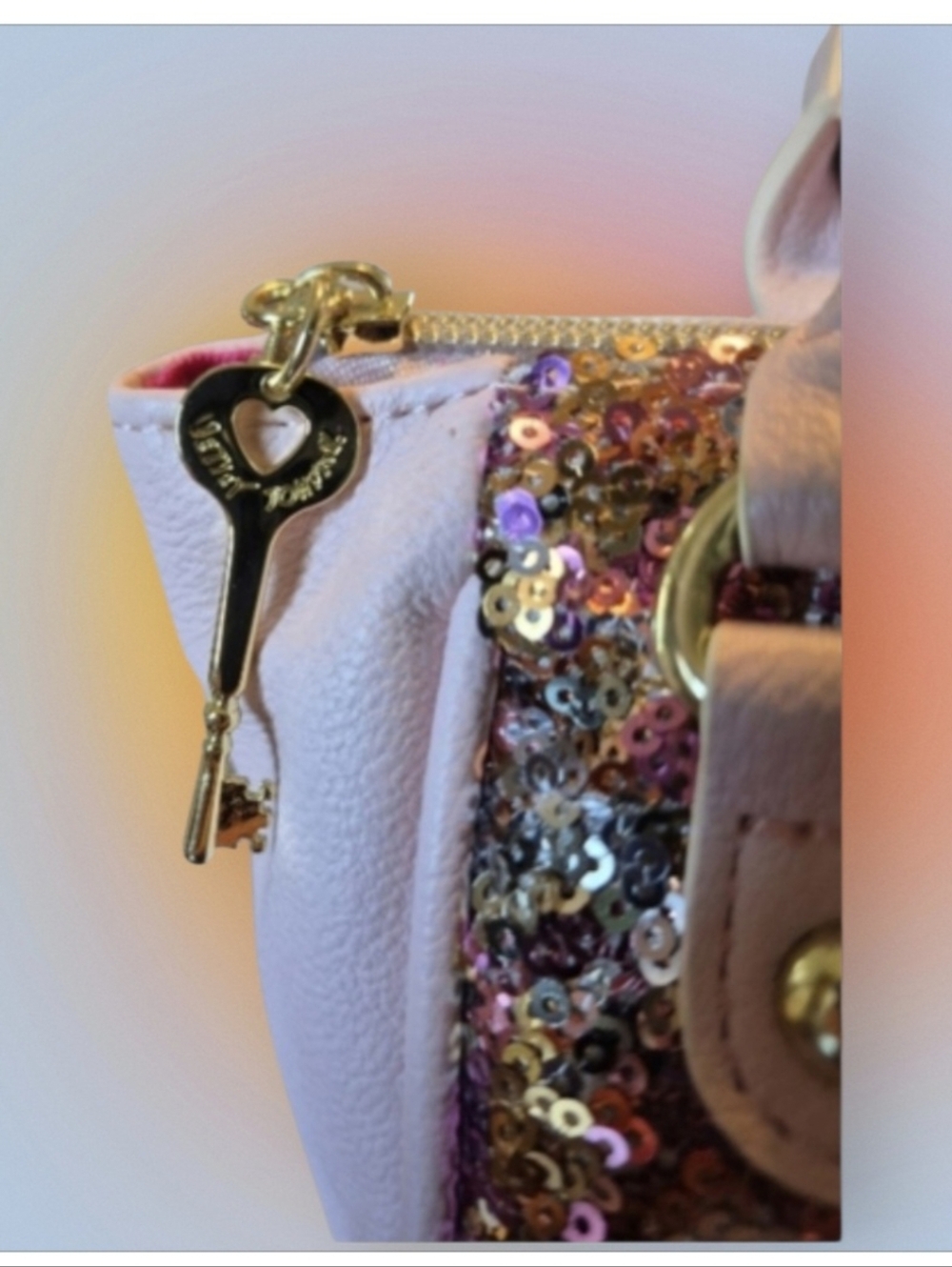 Betsey Johnson Pink Sequin Mini Bag GUC - Picture 7 of 9
